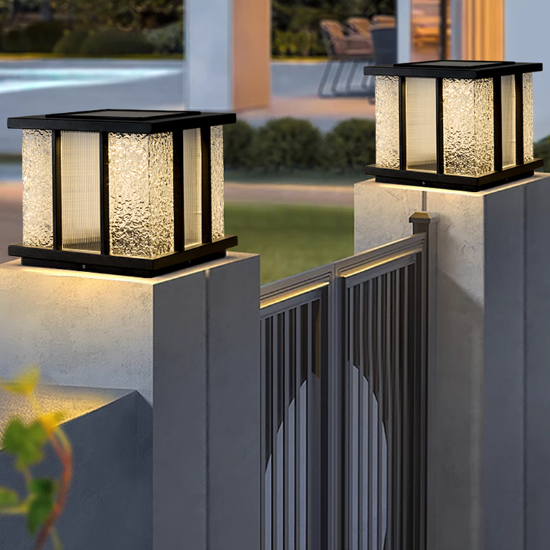 Modern Cube Solar Path Light Outdoor Waterproof Landscape Garden Pillar LED Lamp