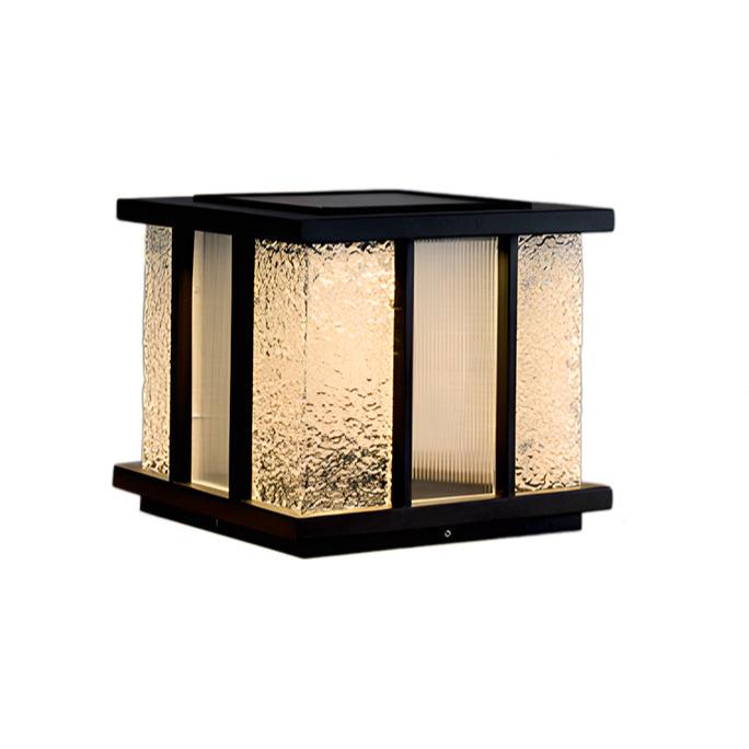 Modern Cube Solar Path Light Outdoor Waterproof Landscape Garden Pillar LED Lamp