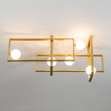 Modern Cubist Style Geometric Glass Ceiling Light with Murano Spheres and Metal Frame