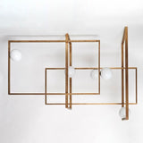Modern Cubist Style Geometric Glass Ceiling Light with Murano Spheres and Metal Frame