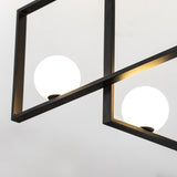 Modern Cubist Style Geometric Glass Ceiling Light with Murano Spheres and Metal Frame