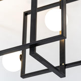 Modern Cubist Style Geometric Glass Ceiling Light with Murano Spheres and Metal Frame