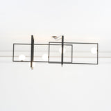 Modern Cubist Style Geometric Glass Ceiling Light with Murano Spheres and Metal Frame