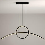 Modern Curve Circle LED Pendant Light Metal Hanging Lamp for Kitchen and Dining Room