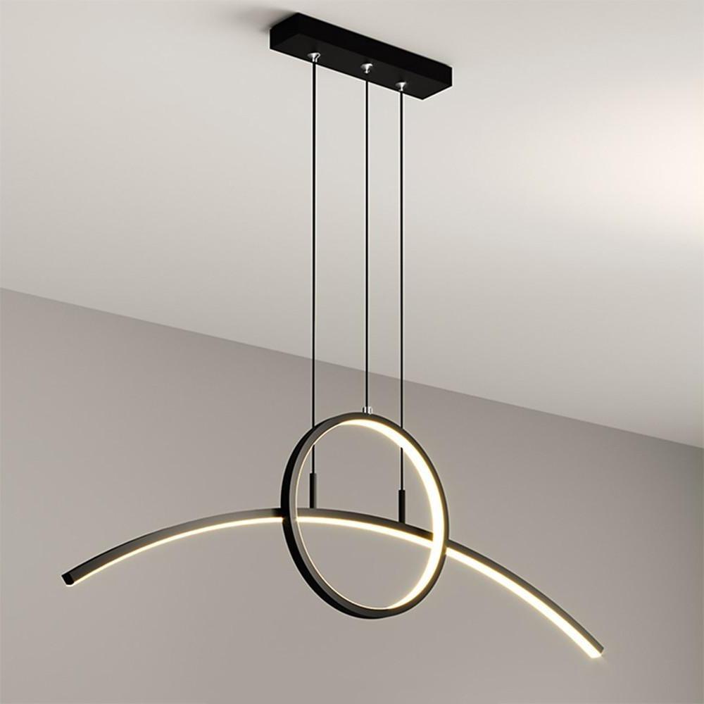 Modern Curve Circle LED Pendant Light Metal Hanging Lamp for Kitchen and Dining Room