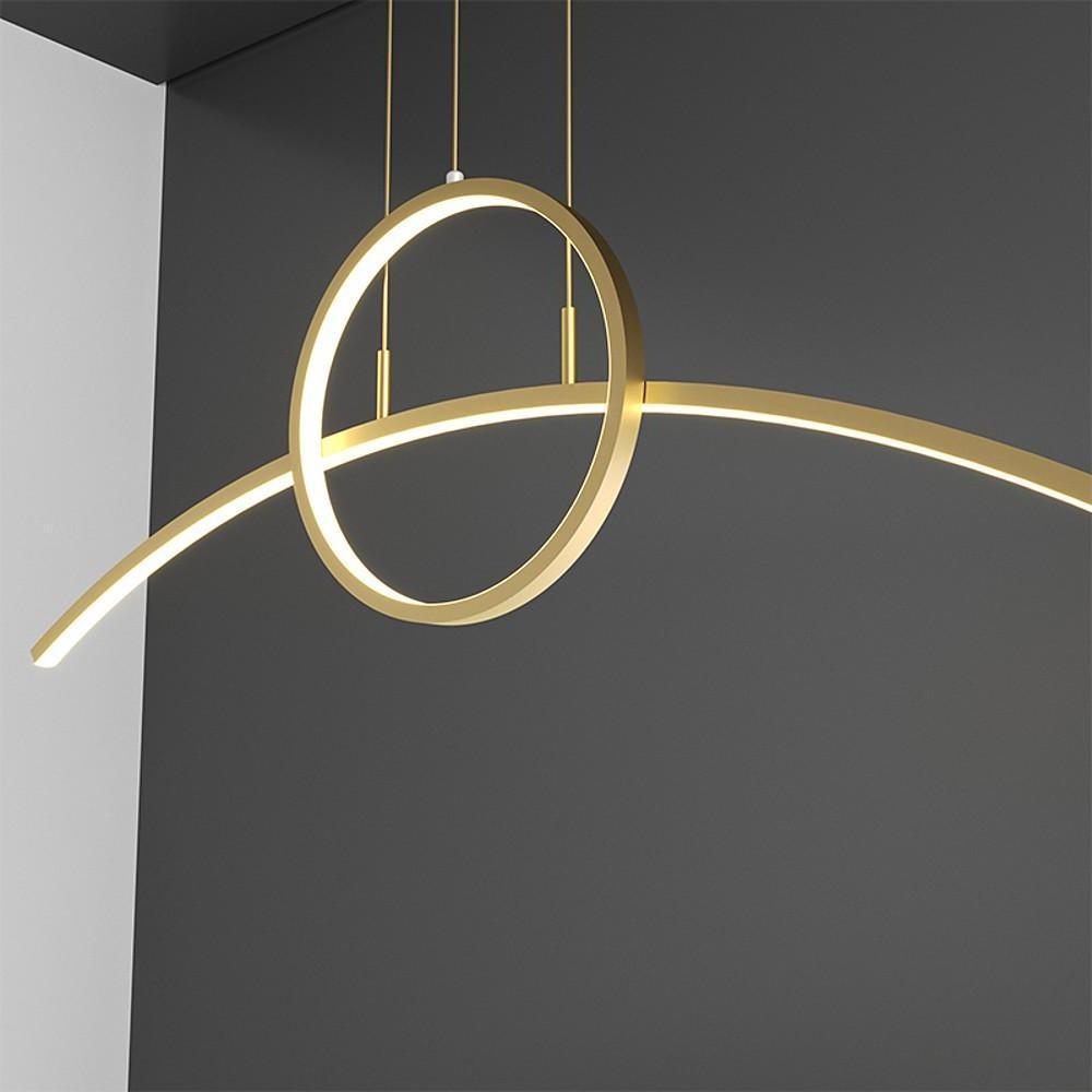 Modern Curve Circle LED Pendant Light Metal Hanging Lamp for Kitchen and Dining Room