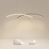 Modern Curve LED Pendant Lighting 2 Piece Set Aluminum Arc Ceiling Fixture for Kitchen Island