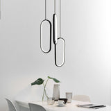 Modern Curved 3 Light Rectangle LED Chandelier for Kitchen Island and Dining Room Lighting