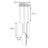 Modern Curved 3 Light Rectangle LED Chandelier for Kitchen Island and Dining Room Lighting