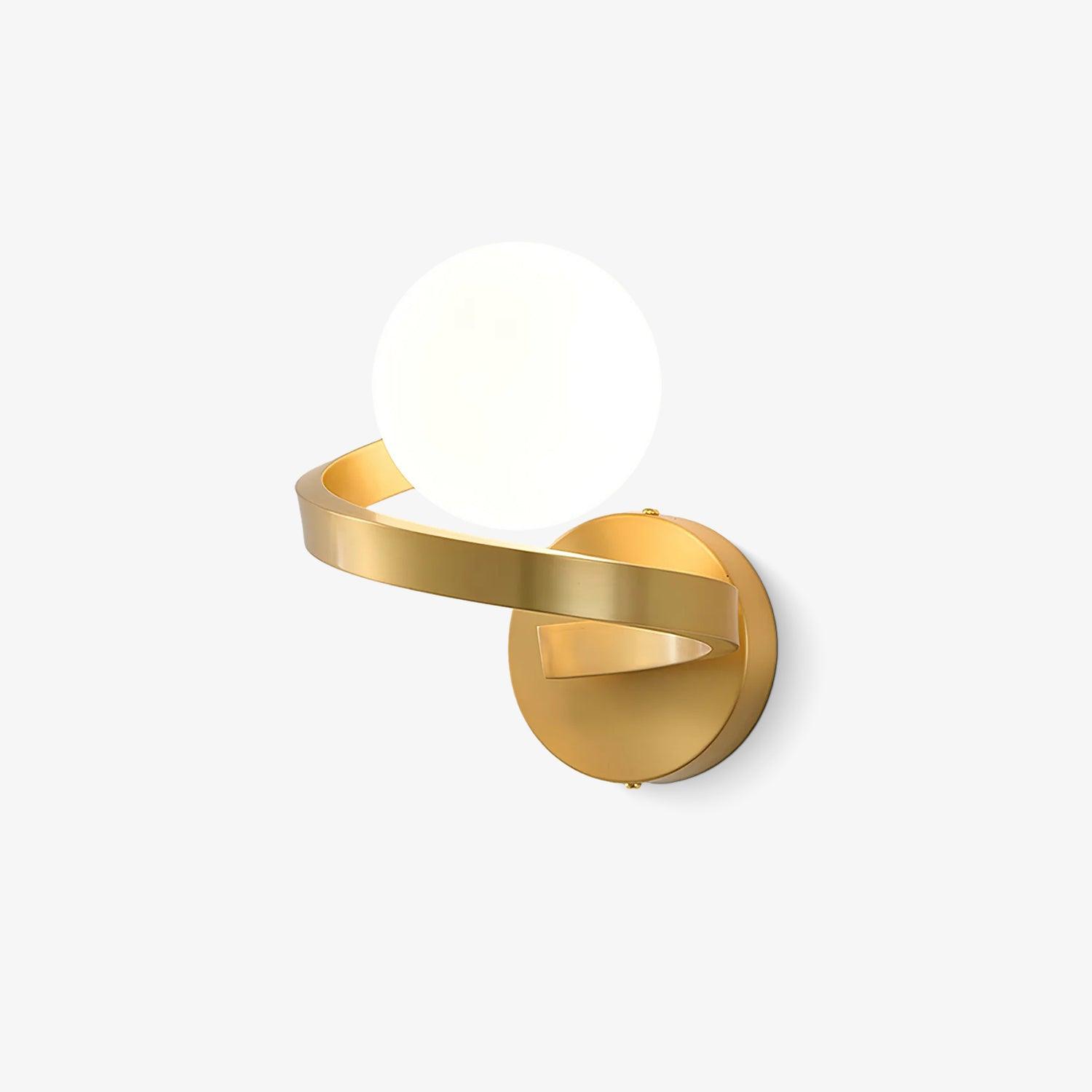 Modern Curved Brass Wall Sconce with White Glass Globe Shade Indoor Lighting Fixture G9 Base