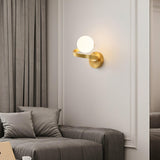 Modern Curved Brass Wall Sconce with White Glass Globe Shade Indoor Lighting Fixture G9 Base