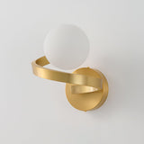 Modern Curved Brass Wall Sconce with White Glass Globe Shade Indoor Lighting Fixture G9 Base