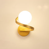 Modern Curved Brass Wall Sconce with White Glass Globe Shade Indoor Lighting Fixture G9 Base