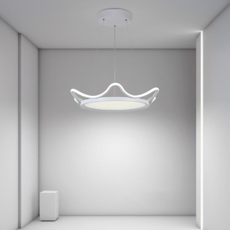 Modern Curved Circular LED Ceiling Light Aluminum Pendant Fixture for Kids Bedroom and Living Room