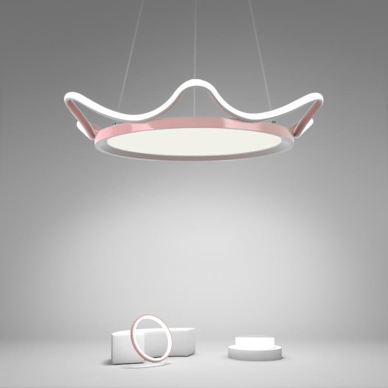 Modern Curved Circular LED Ceiling Light Aluminum Pendant Fixture for Kids Bedroom and Living Room