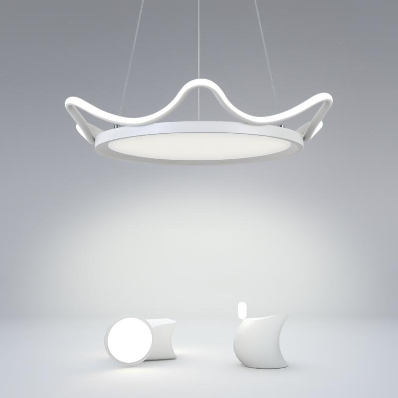 Modern Curved Circular LED Ceiling Light Aluminum Pendant Fixture for Kids Bedroom and Living Room