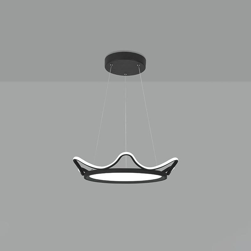 Modern Curved Circular LED Ceiling Light Aluminum Pendant Fixture for Kids Bedroom and Living Room