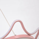 Modern Curved Circular LED Ceiling Light Aluminum Pendant Fixture for Kids Bedroom and Living Room