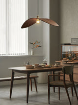 Modern Curved Fraxinus Wood Pendant Light Walnut Finish Scandinavian Hanging Lamp
