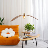 Modern Curved Fraxinus Wood Pendant Light Walnut Finish Scandinavian Hanging Lamp