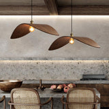 Modern Curved Fraxinus Wood Pendant Light Walnut Finish Scandinavian Hanging Lamp