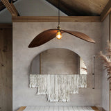 Modern Curved Fraxinus Wood Pendant Light Walnut Finish Scandinavian Hanging Lamp