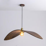 Modern Curved Fraxinus Wood Pendant Light Walnut Finish Scandinavian Hanging Lamp