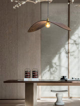 Modern Curved Fraxinus Wood Pendant Light Walnut Finish Scandinavian Hanging Lamp