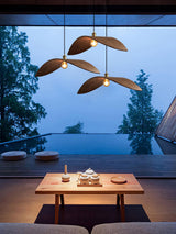 Modern Curved Fraxinus Wood Pendant Light Walnut Finish Scandinavian Hanging Lamp