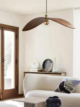 Modern Curved Fraxinus Wood Pendant Light Walnut Finish Scandinavian Hanging Lamp