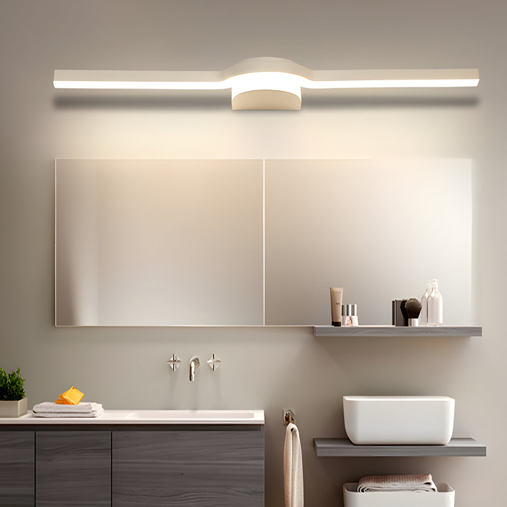 Modern Curved LED Bathroom Vanity Light with 3 Color Dimming Settings for Mirror Wall Mount