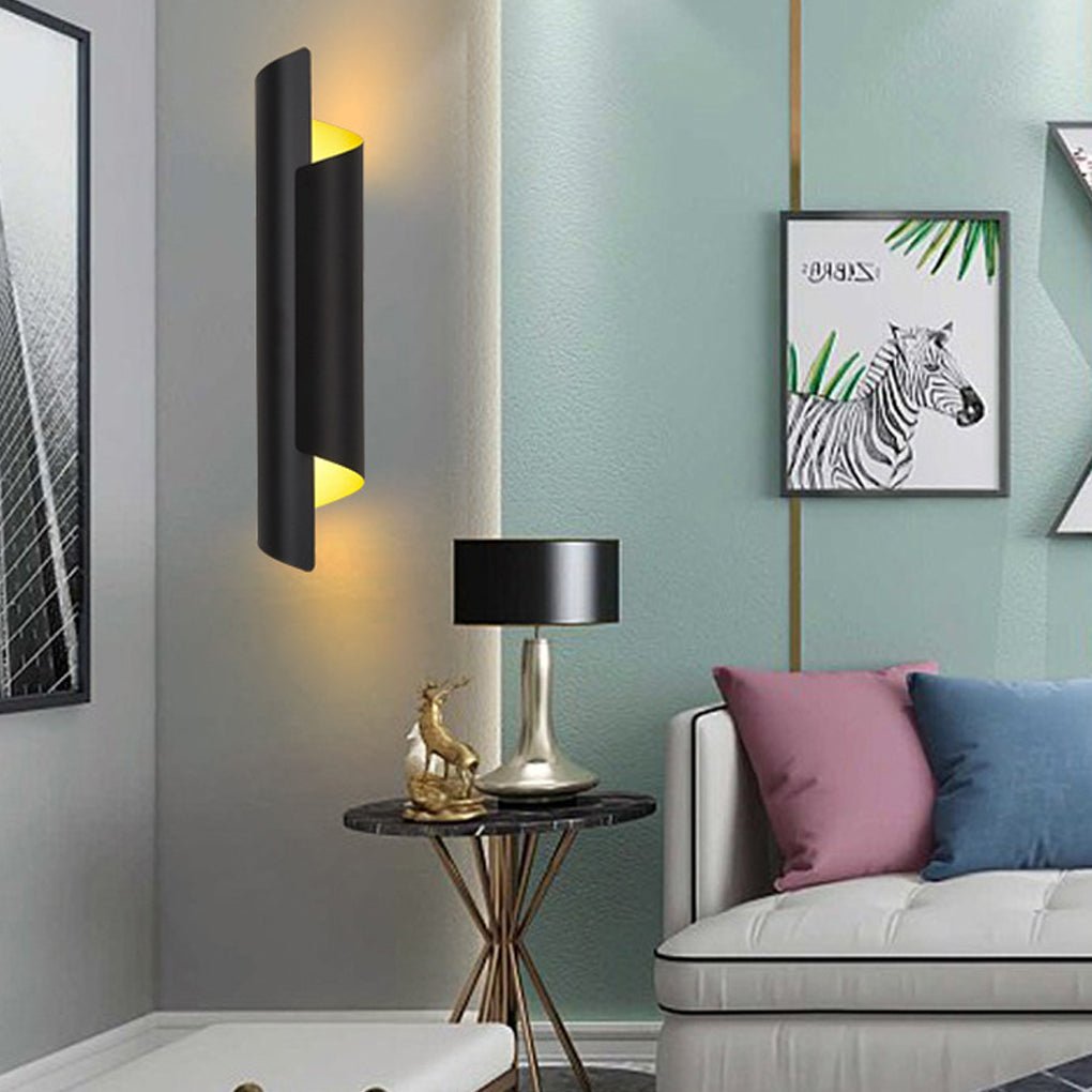 Modern Curved LED Metal Wall Sconce Nordic Black and Gold Iron Lighting for Bedroom and Living Room