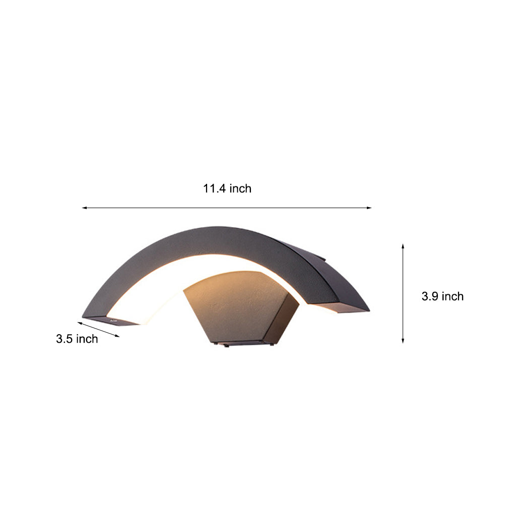 Modern Curved LED Outdoor Wall Sconce Waterproof Aluminum Porch Downlight Fixture