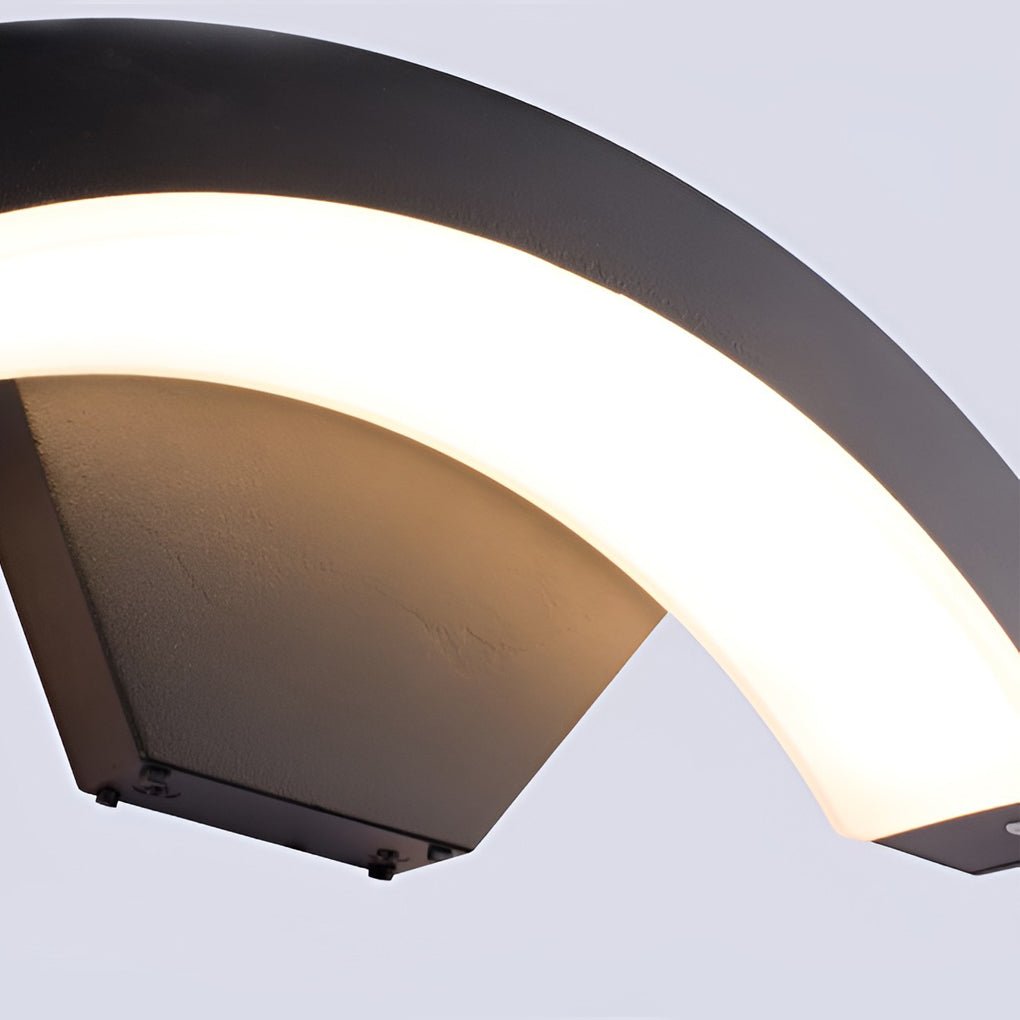 Modern Curved LED Outdoor Wall Sconce Waterproof Aluminum Porch Downlight Fixture
