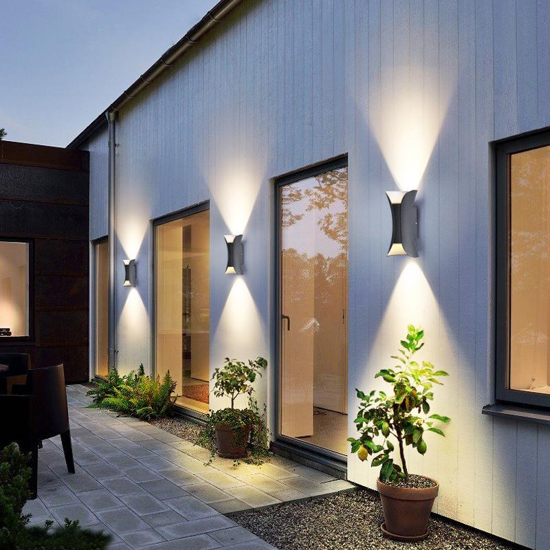 Modern Curved LED Outdoor Wall Sconce Waterproof Up and Down Porch Light Fixture