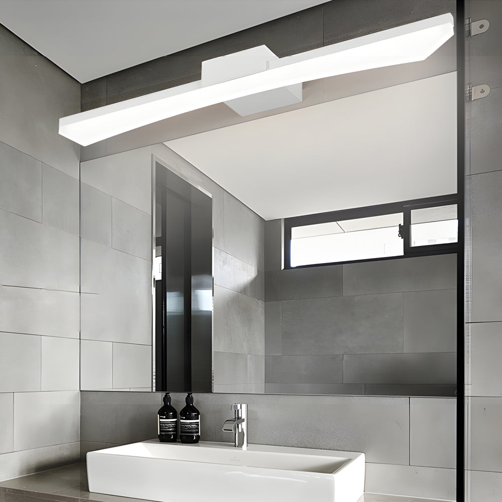 Modern Curved LED Vanity Light Bar Slim Bathroom Wall Sconce Fixture Matte Black or White Finish