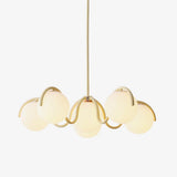 Modern Curved Linear Glass Globe Chandelier for Kitchen Island and Dining Room Lighting