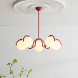 Modern Curved Linear Glass Globe Chandelier for Kitchen Island and Dining Room Lighting
