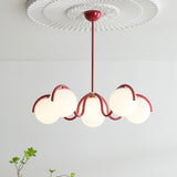 Modern Curved Linear Glass Globe Chandelier for Kitchen Island and Dining Room Lighting