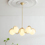 Modern Curved Linear Glass Globe Chandelier for Kitchen Island and Dining Room Lighting