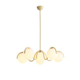 Modern Curved Linear Glass Globe Chandelier for Kitchen Island and Dining Room Lighting