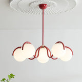 Modern Curved Linear Glass Globe Chandelier for Kitchen Island and Dining Room Lighting