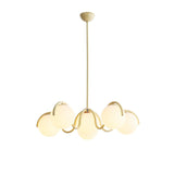 Modern Curved Linear Glass Globe Chandelier for Kitchen Island and Dining Room Lighting