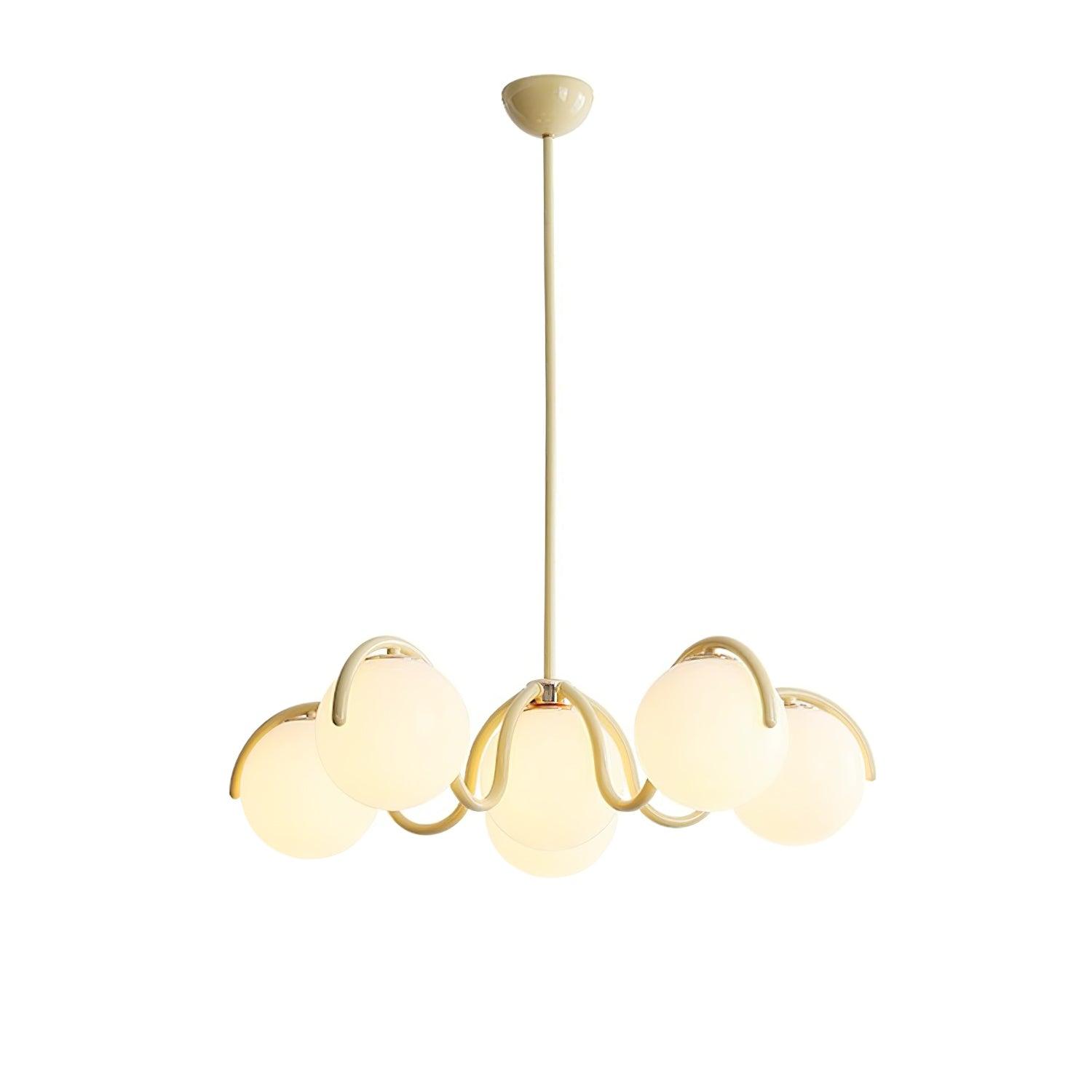 Modern Curved Linear Glass Globe Chandelier for Kitchen Island and Dining Room Lighting