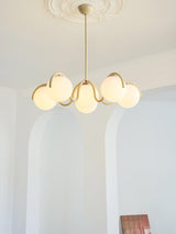 Modern Curved Linear Glass Globe Chandelier for Kitchen Island and Dining Room Lighting