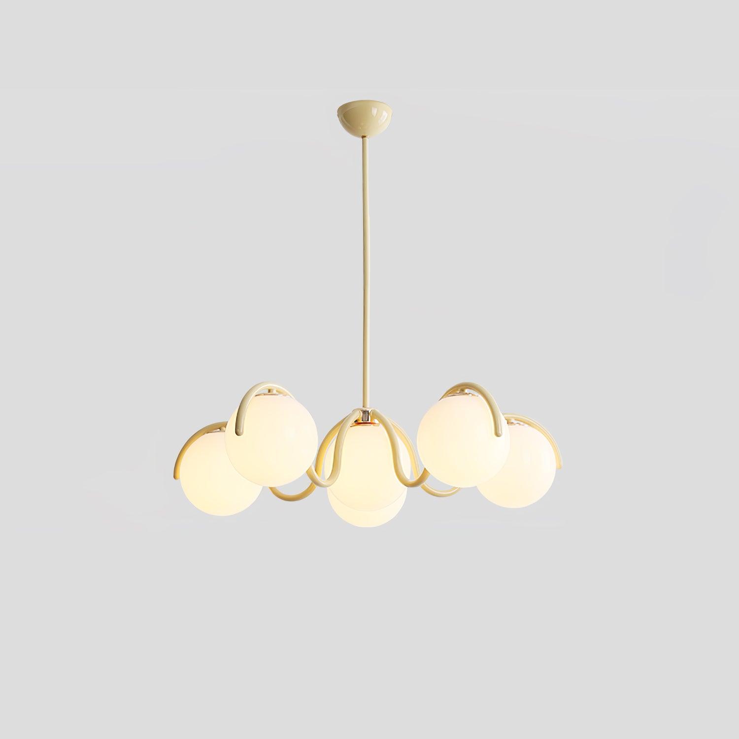 Modern Curved Linear Glass Globe Chandelier for Kitchen Island and Dining Room Lighting