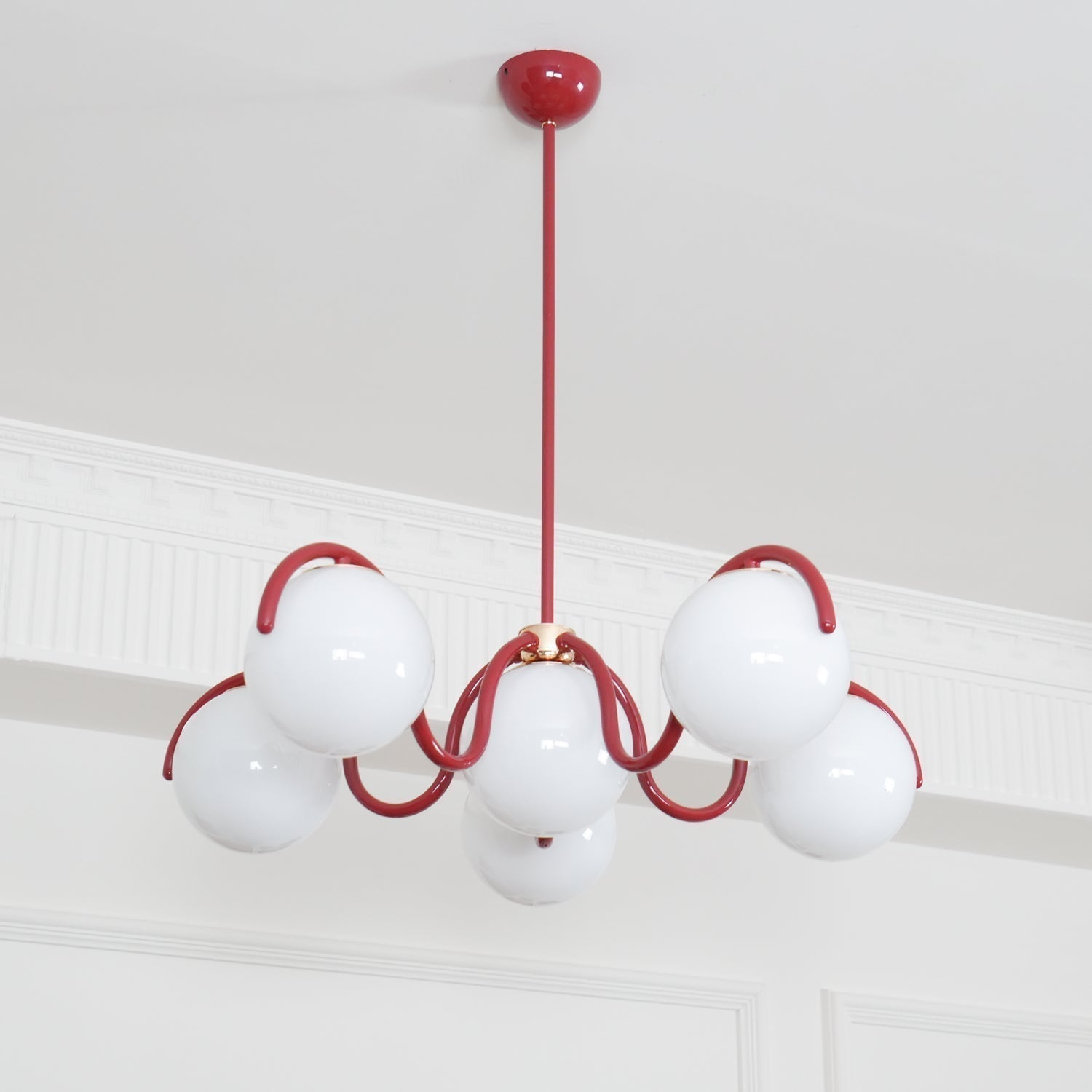 Modern Curved Linear Glass Globe Chandelier for Kitchen Island and Dining Room Lighting