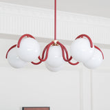 Modern Curved Linear Glass Globe Chandelier for Kitchen Island and Dining Room Lighting
