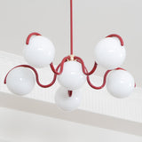 Modern Curved Linear Glass Globe Chandelier for Kitchen Island and Dining Room Lighting