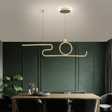 Modern Curved Linear LED Pendant Light Circle Hanging Lamp for Kitchen Island Dining Room Black Gold